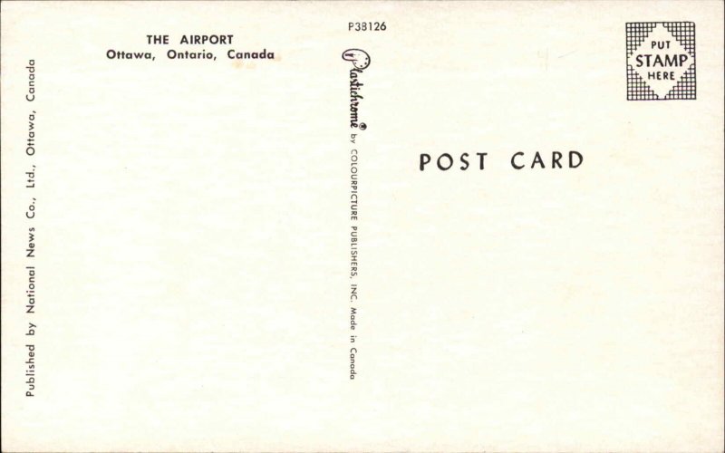 Ottawa Ontario ONT Airport Chrome Vintage Postcard