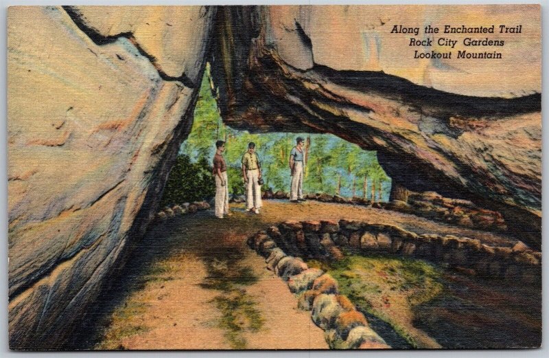 Vtg Georgia GA Enchanted Trail Rock City Gardens Lookout Mountain 1930s Postcard