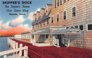 Noank Connecticut Skipper's Dock Shore Dinner Wharf Linen Postcard AA56346