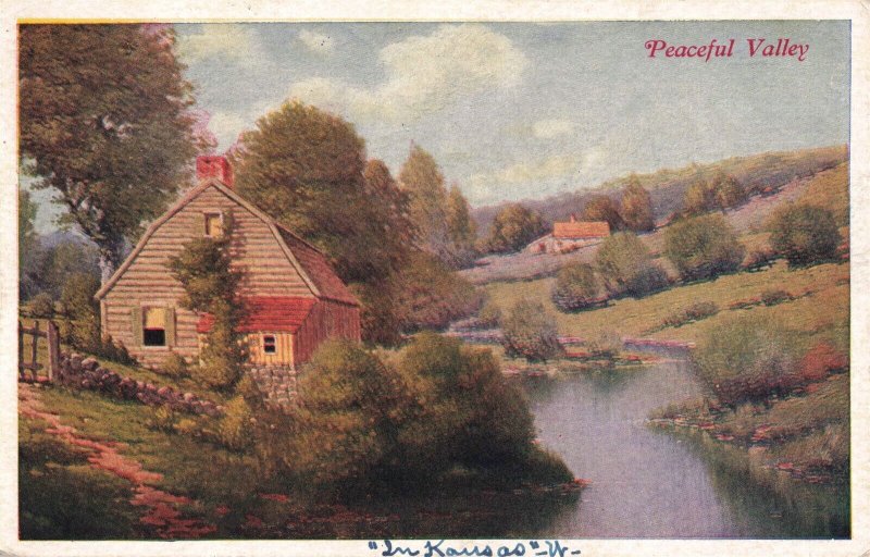 circa 1909 Peaceful Valley Home by Stream Postcard 2R4-324 