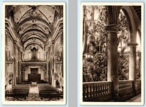 2 Postcards HAVANA, CUBA ~ Patio & Cloister, Interior OUR LADY of MERCY CHURCH