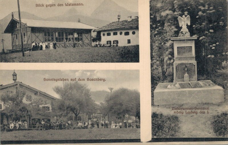 Germany Blick gegen Watzmann Boschberg Ziehbrunnen Denkmal Postcard 08.26