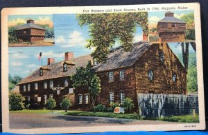 Fort Western Block Houses Augusta Maine 1952 Vintage Postcard