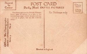 BRITISH HEAVY GUN IN ACTION WW1 MILITARY UK DAILY MAIL POSTCARD (c. 1917)