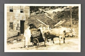 1930s Norris Tennessee 18th Century Grist Mill RPPC Postcard Ox Cart Delivery 