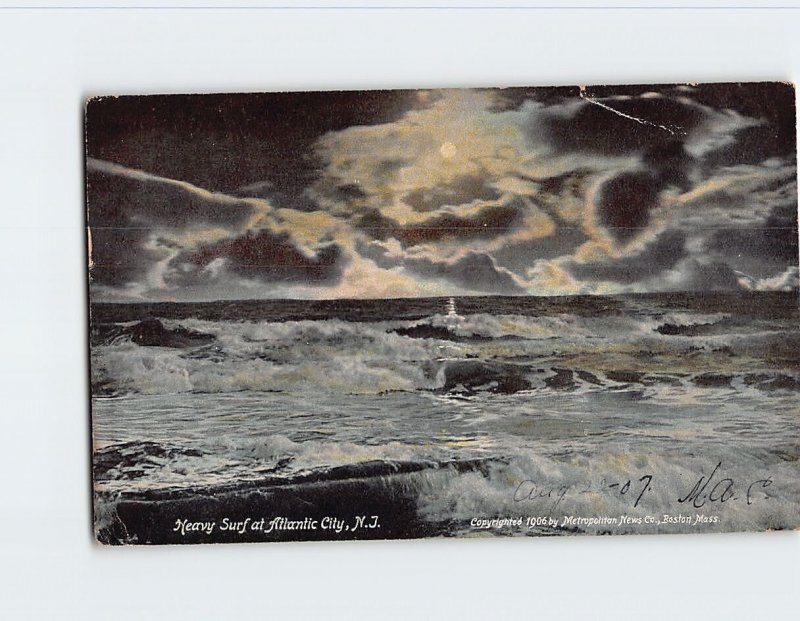 Postcard Heavy Surf at Atlantic City, New Jersey