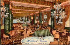 Linen Postcard Willard Room Cocktail Lounge Willard Hotel in Washington D.C.