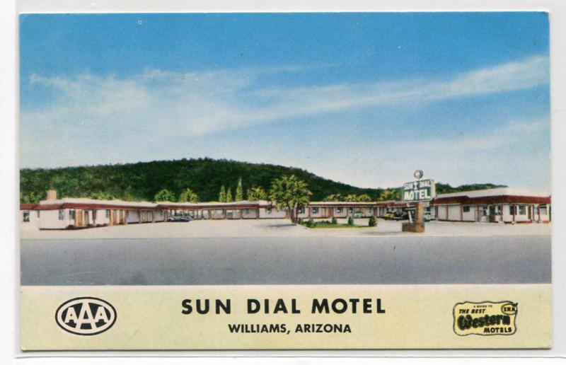 Sun Dial Motel Williams Arizona US Route 66 Highway 1956 postcard