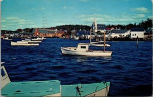 Vtg Boothbay Harbor Maine ME Looking North from East Side 1960s Chrome Postcard