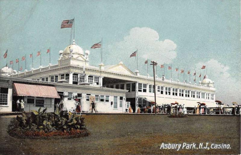 Asbury Park New Jersey Casino Street View Antique Postcard K69731