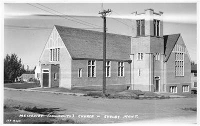 RPPC Methodist (Community) Church, Shelby, Montana 1946 Vintage Postcard