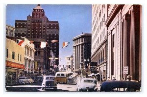 Postcard Mills Street Looking West From Post Office El Paso Texas Old Cars