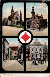 Netherlands Den Haag Multiview The Hague Vintage Postcard  09.73