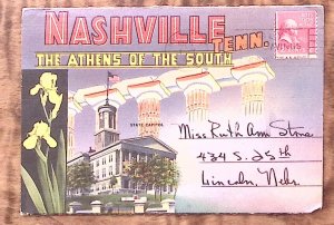 1930s NASHVILLE TN THE ATHENS OF THE SOUTH FOLD OUT POSTCARD 18 VIEWS  Z3278