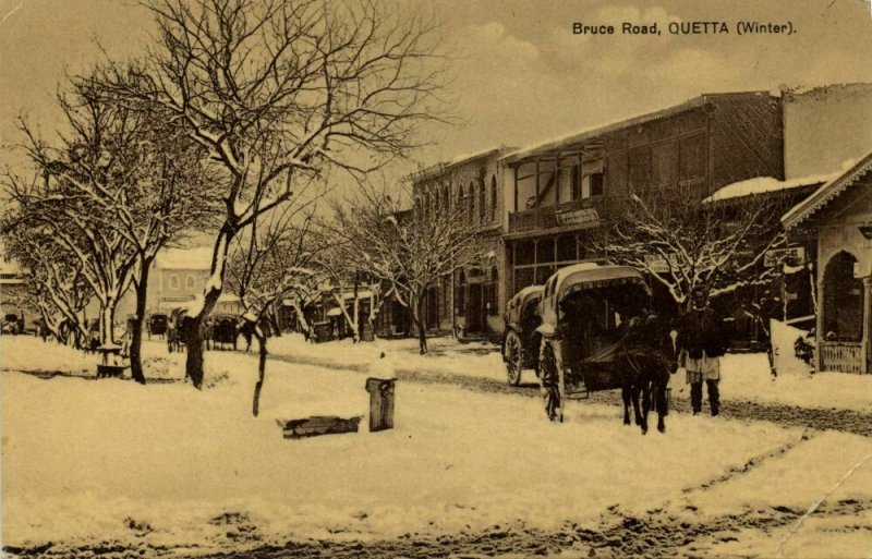 pakistan, QUETTA, Bruce Road, Horse Carts (1910s) K.C. Marrott Postcard