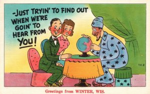 Vintage Postcard 1951 Greetings From Winter Wisconsin Just Tryin' To Find Out