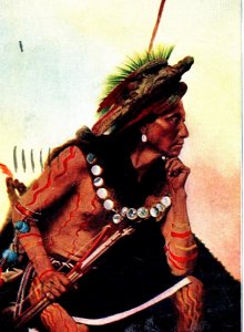 1903 Native American Warrior Bow Arrow Beads Original Vintage Postcard F33