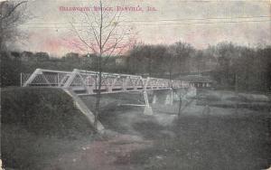 Danville Illinois~Ellsworth Bridge on Vermilion? River~Houses on Hill~c1910 Pc