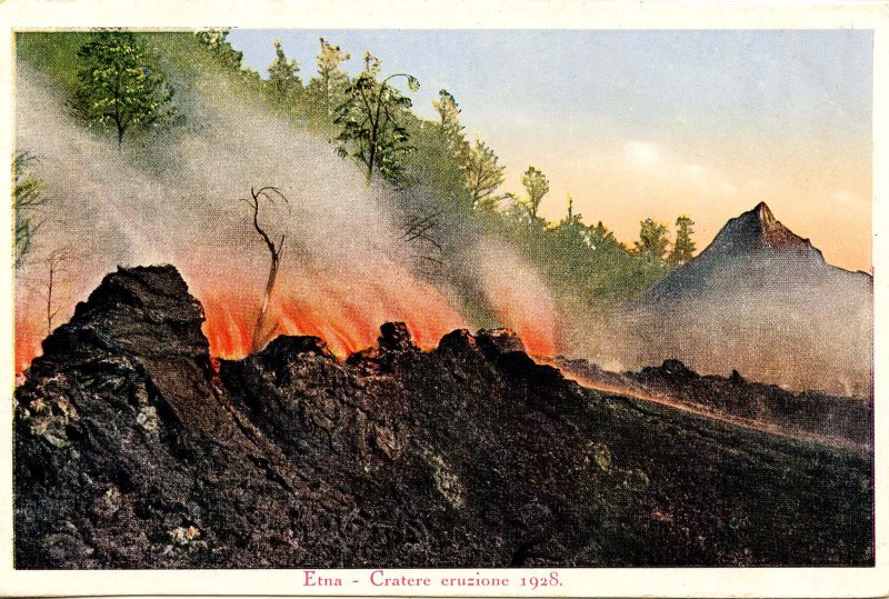 Italy - Mt Etna Volcano Eruption Crater, 1928