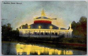 Toledo Ohio 1911 Postcard Amusement Pavilion Lights at Night Toledo Beach