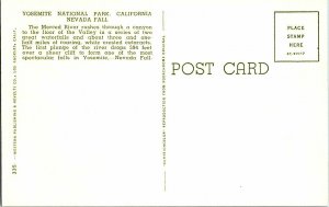 Yosemite Nat'l Park California Nevada Fall Vintage Postcard Standard View Card 