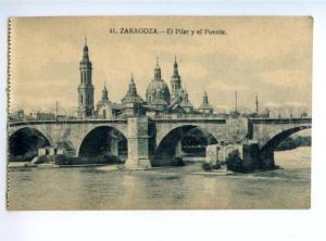 173123 SPAIN ZARAGOZA El Pilar y el Puente Vintage postcard