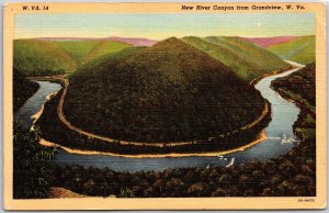 West Virginia W. VA, New River Canyon, Streams, Wooded Hills, Vintage Postcard