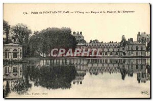 Old Postcard Palais De Fontainebleau L & # 39Etang For Carp And the flag of &...