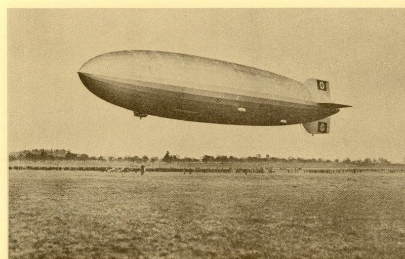 Postcard Early View of a German Zeppelin  in Flight over Europe.    K2