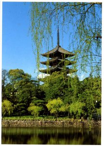 Japan - Nara. Kofukuji Temple, 5-Storied Pagoda & Sarusawa Pond