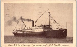 1932 S.S. City of Birmingham Savannah Line Steam Ship Postcard
