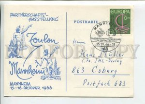 449599 GERMANY 1966 year special cancellations exhibition in Mannheim postcard