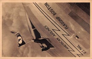 American Airlines US Mail Flagship Boston Pilot Waving Flag Postcard AA27879