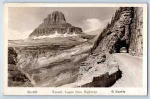 Glacier Park MT Postcard RPPC Photo Tunnel Logan Pass Hwy Going To The Sun Road