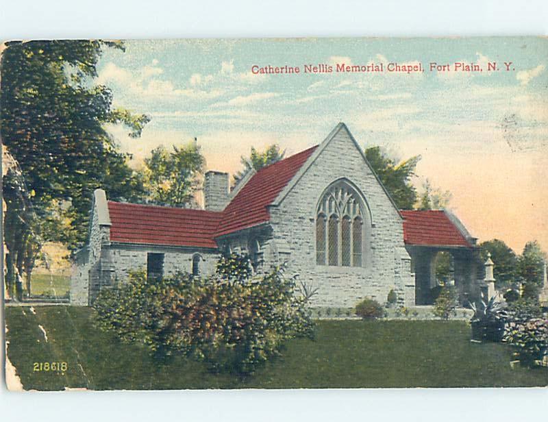 Corner Wear Divided-Back CHURCH SCENE Fort Plain New York NY A9956