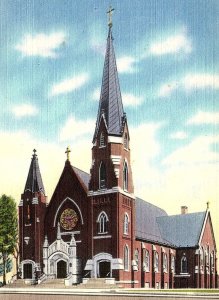 1940s NASHUA NEW HAMPSHIRE ST. ALOYSIUS CHURCH UNPOSTED LINEN POSTCARD P661