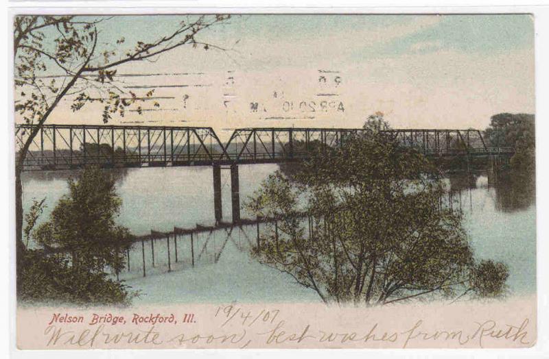 Nelson Bridge Rockford Illinois 1907 postcard