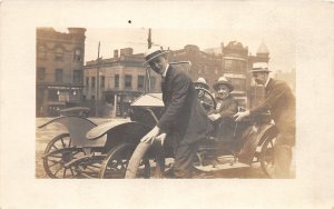 J3/ Interesting Early Automobile RPPC Postcard c1910 Changing Tire 179