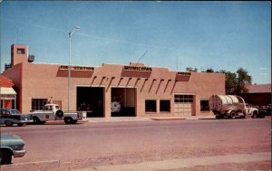 Deming New Mexico NM Fire Station Fire Engine Trucks Vintage Postcard