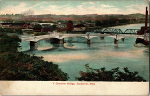 View of Y Concrete Bridge Zanesville OH Undivided Back Vintage Postcard G52