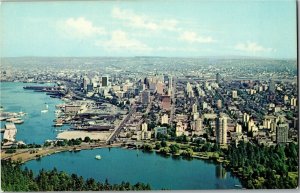 Aerial View Lost Lagoon and Georgia Street Vancouver BC Vintage Postcard A43