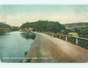 Divided-Back WIDE VIEW OF TOWN & CANAL Little Falls New York NY t6794