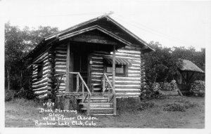 H32/ Rainbow Lake Club Colorado RPPC Postcard c40s Bush Morning Glory Cabin