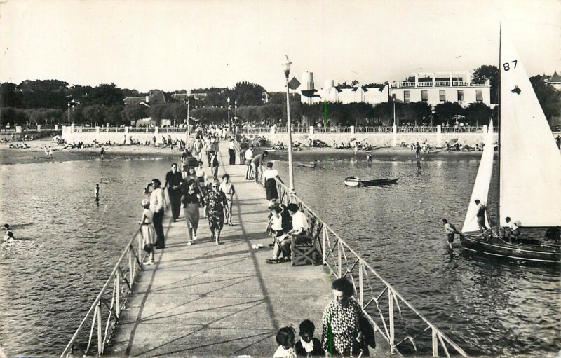 Sailing vessels navigation related postcard France Andernos les Bains pier boat