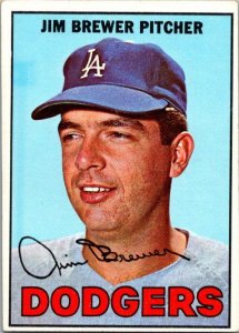 1967 Topps Baseball Card Jim Brewer Los Angeles Dodgers sk1910