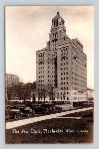 c1928 RPPC Plummer Building New Mayo Clinic Rochester MN Minnesota Old Cars