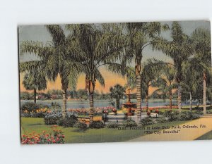 Postcard Fountain in Lake Eola Park The City Beautiful Orlando Florida USA
