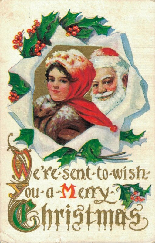 Merry Christmas Vintage Santa Claus Best Vintage Postcard With Mrs Claus 03.09