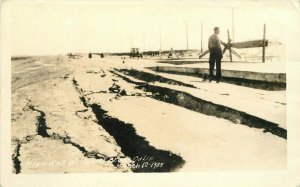 California Sunset Beach Earthquake Damage 1933 RPPC Photo Postcard 21-12377