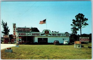 c1950s Vero Beach, FL Kennedy Groves Fruit Shippers Postcard Food Store Car A74